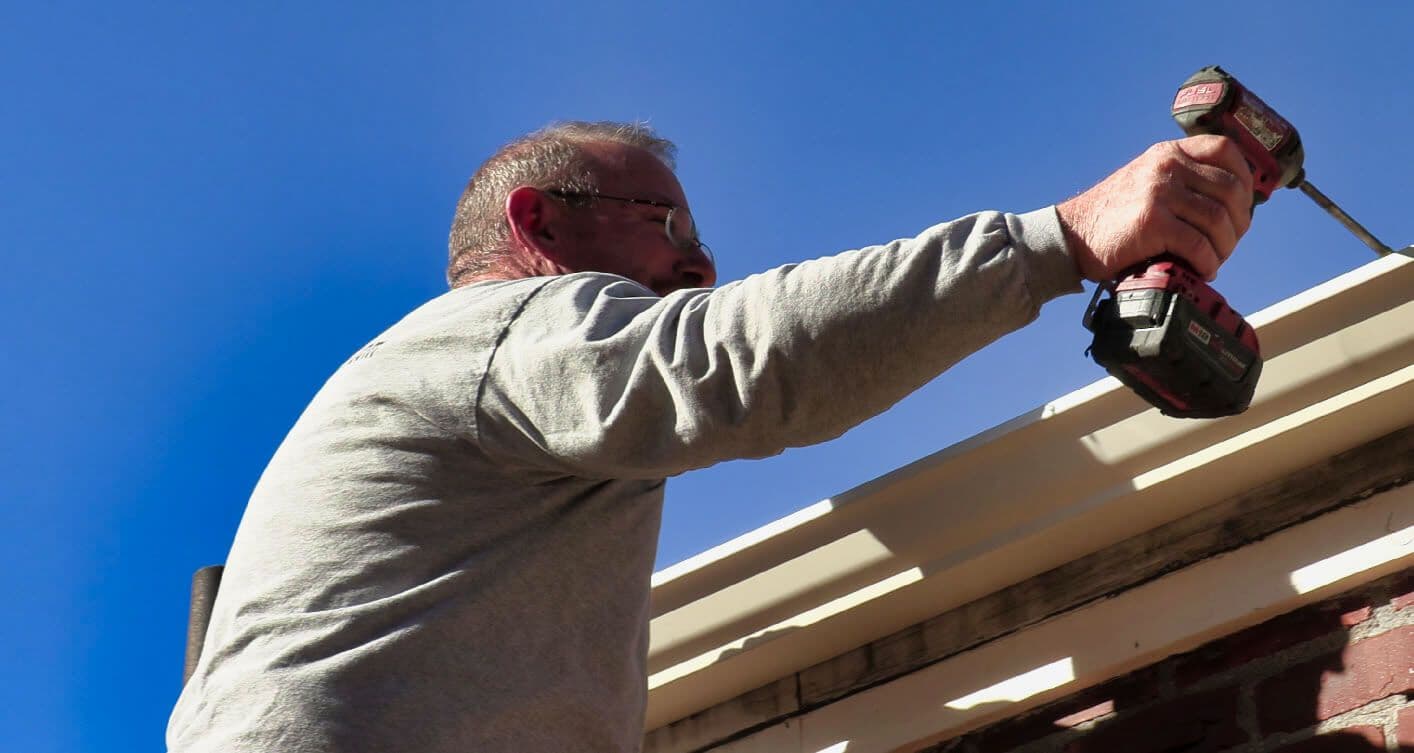 Gutter repair work in progress